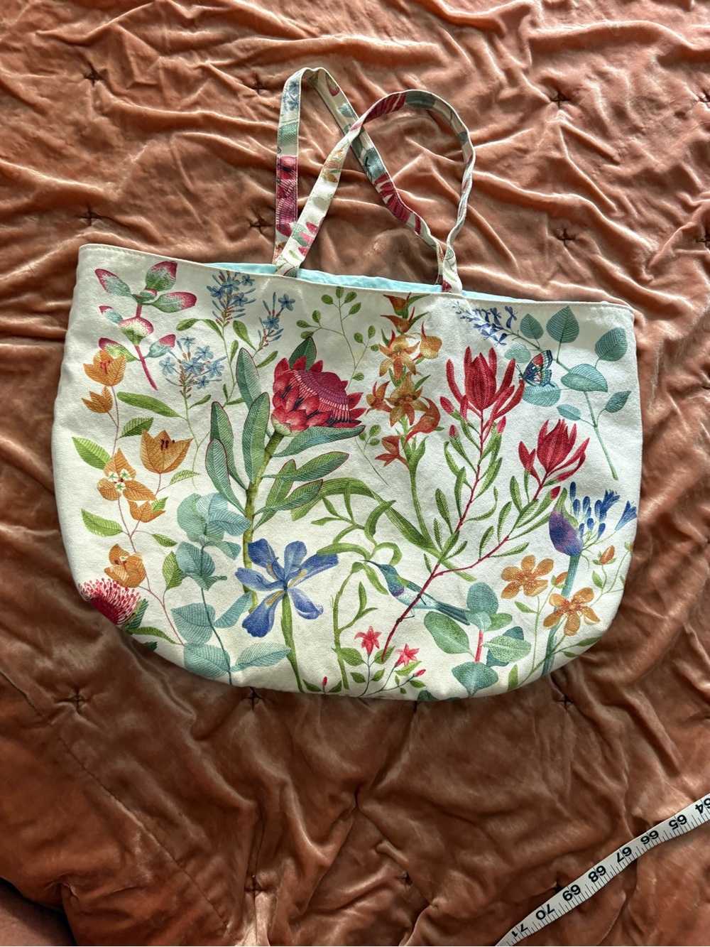 Estee Lauder Floral Cotton Canvas Tote - Cream with Multicolor Flowers - Picture 2 of 9